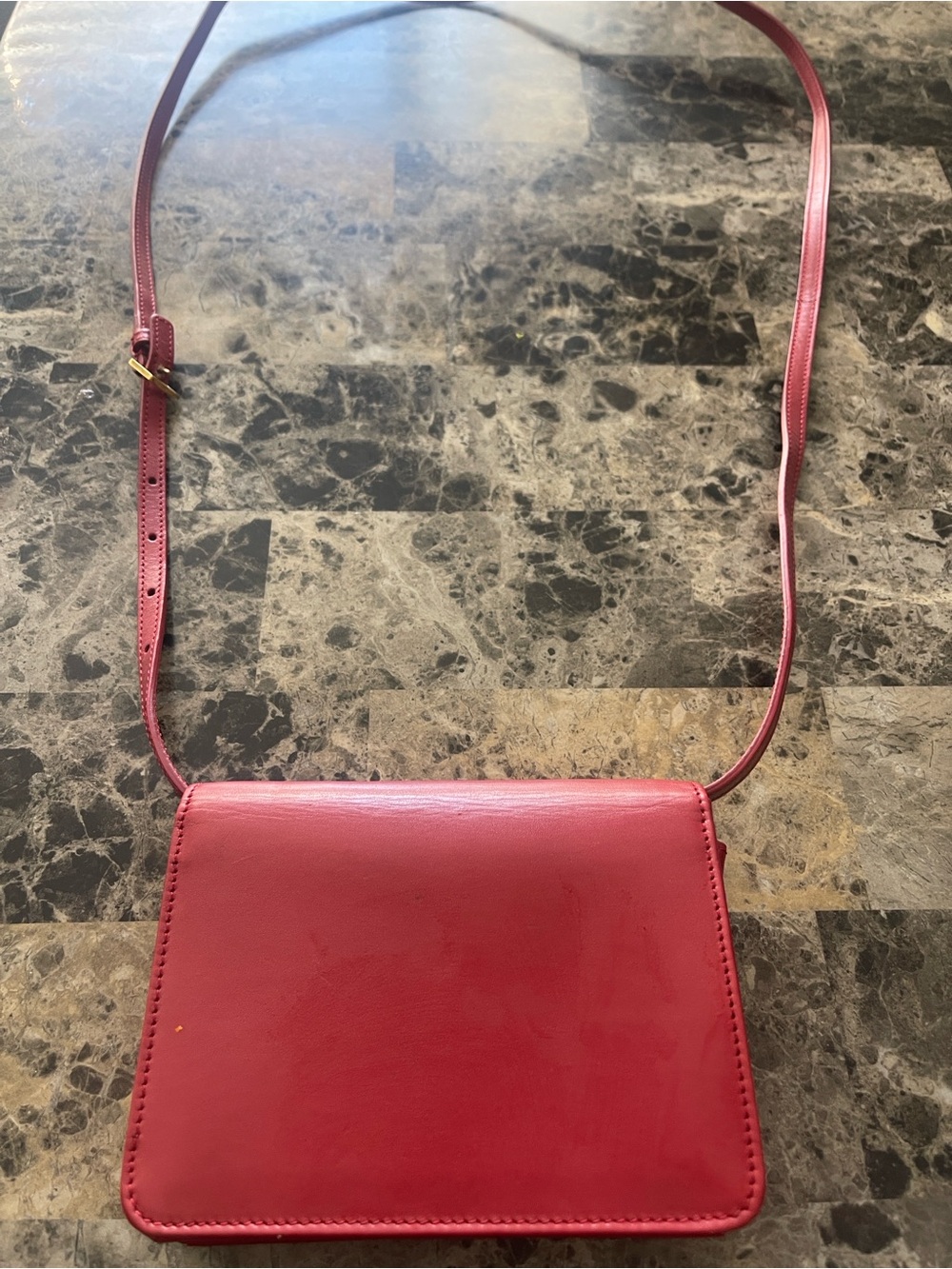 Saint Laurent Red Leather Compact Crossbody Bag - Picture 3 of 5
